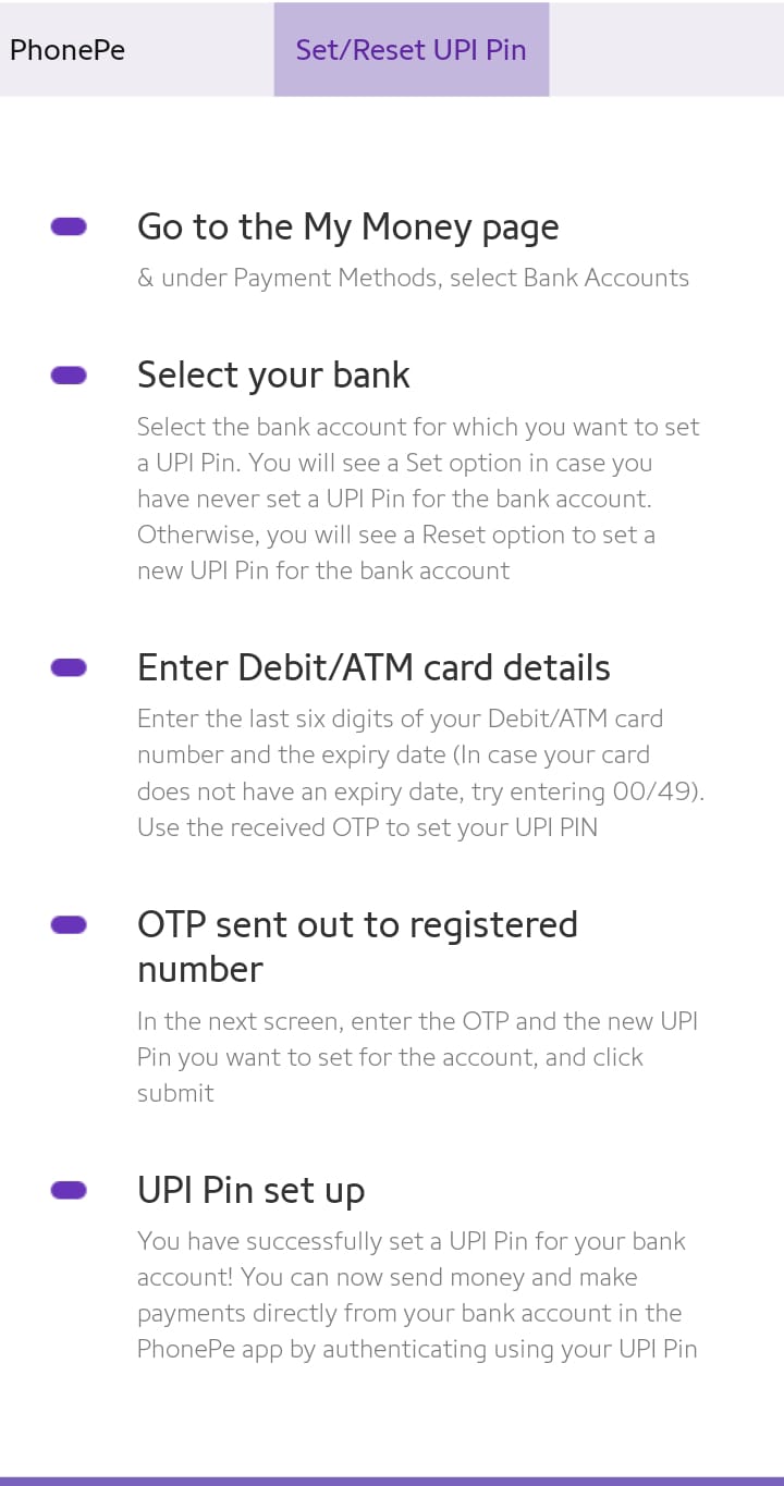 how to change upi pin in phonepe